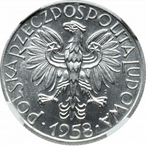 PRL, 5 złotych 1958 Rybak BAŁWANEK - NGC MS65