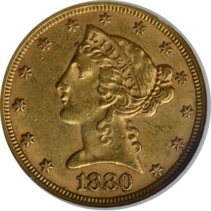 USA, 5 dolarów 1880