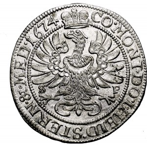 Śląsk, 6 Krajcarów 1674 SP rzadka legenda SILVI (I zamiast Y)