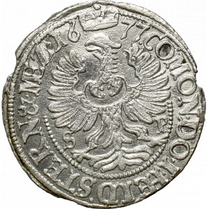 Śląsk, księstwo oleśnickie , 3 krajcary 1677 SP, Oleśnica