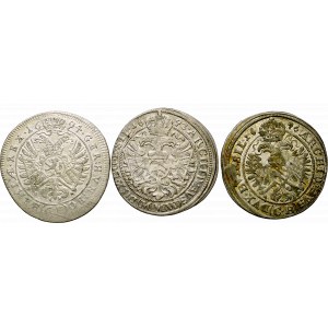 Śląsk, 3 krajcary, Zestaw 3 szt, 1693 MMW (R2), 1696 CB (R1), 1694 GE