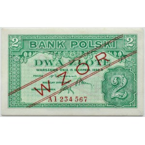 Emigracja/Londyn, 2 złote 1939, WZÓR A1234567, PMG 58