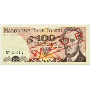 PRL, L. Waryński, 100 złotych 1979, seria EU, WZÓR No 2441*, UNC