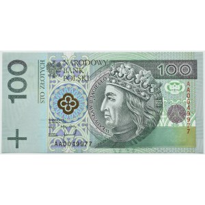 III RP, Władysław Jagiełło, 100 złotych 1994, seria AA 00....., UNC