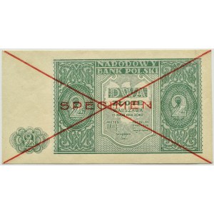 RP, 2 Zloty 1946, Warschau, roter SPECIMEN-Aufdruck, UNC