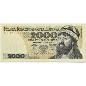 Polská lidová republika, Mieszko I, 2000 zlato 1982, série CC, SUPER ČÍSLO, UNC