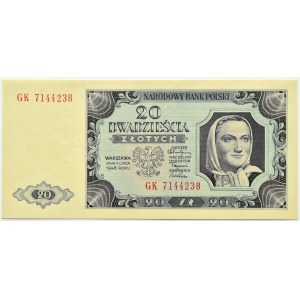 RP, 20 złotych 1948, seria GK, UNC