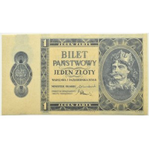 II RP, B. Chrobry, 1 zloty 1938, without series and numerator, RUNNING PROBLEM