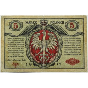 Generalgouvernement, 5 Mark 1916 Tickets.... General, Serie A, selten
