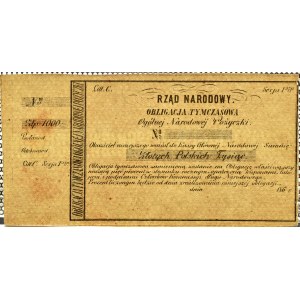 Blankiet obligacji tymczasowej na 1.000 złotych z roku 186., I seria, litera C