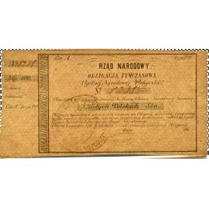 Blanket dočasného dluhopisu na 100 zlotých ze 186. roku, 1. série, písmeno A