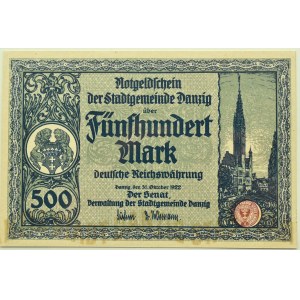 Svobodné město Gdaňsk, 500 marek 1922, PMG 64