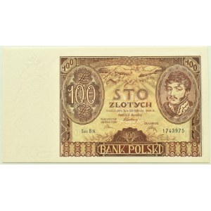 II RP, 100 złotych 1934, seria BN., dodatkowy znak wodny +X+, PMG 66 EPQ