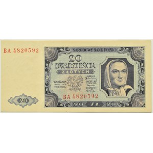 RP, 20 złotych 1948, seria BA, PMG 66 EPQ
