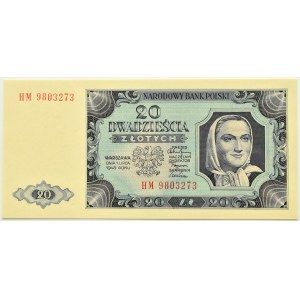 RP, 20 złotych 1948, seria HM9803… PAPIER PLASTYFIKOWANY JASNY, PMG 67 EPQ