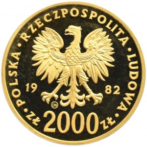 PRL, 2000 złotych 1982, Valcambi, Jan Paweł II, stempel lustrzany (Proof)