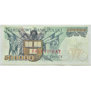 III RP, H. Sienkiewicz, 500000 zloty 1990, serie Z, FALSO del periodo