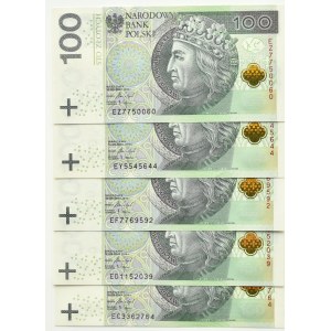 III RP, W. Jagiello, lot 100 gold 2018, series EC, ED, EF, EY, EZ, UNC