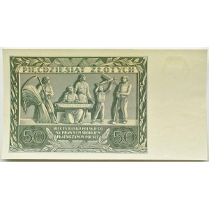II RP, 50 złotych 1936, seria AM, destrukt bez nadruku głównego