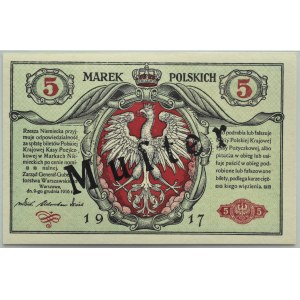 General Government, 5 marks 1916(obverse) MUSTER, PMG 58 NET
