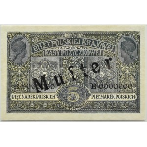 Generalne Gubernatorstwo, 5 marek 1916(rewers) MUSTER, PMG 35 NET