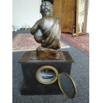 Franc. mramorové figurální hodiny s bronzovou sochou Dudák