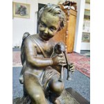 Franc. mramorové figurální hodiny s bronzovou sochou Dudák