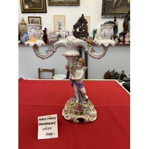 Capodimonte, Dvouramenný svícen, 20. stol., Itálie, Capodimonte