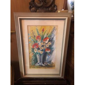 Obraz s kyticí, pastel, signováno