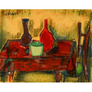 Eugeniusz TUKAN-WOLSKI (1928-2014), Martwa natura na czerwonym stole