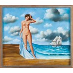 Rafał Olbiński (ur. 1943, Kielce), L'amour est une mer dont la femme est la rive - V. Hugo, 2022
