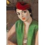 Zygmunt Józef Menkes (1896 Lwów - 1986 Riverdale, USA), Portret kobiety w bordowym berecie