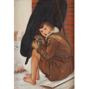 Wlastimil Hofman (1881 Prague - 1970 Szklarska Poreba), Girl by the Fire, 1932