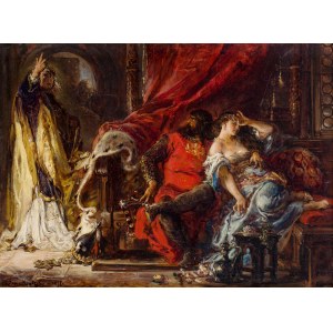 Jan Matejko (1838 Kraków - 1893 Kraków), Der heilige Stanislaus bestraft Boleslaus den Kühnen, 1877