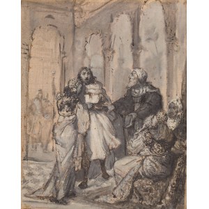 Maurycy Gottlieb (1856 Drohobych - 1879 Krakov), Sita, Natan a sultán z cyklu Mudrc Natan podle dramatu Gottholda Ephraima Lessinga, 1877.