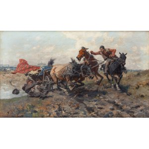 Jozef Brandt (1841 Szczebrzeszyn - 1915 Radom), Horses carried away, 1908