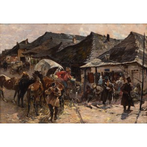 Stanislaw Bohusz-Siestrzeńcewicz (1869 Vilnius - 1927 Warsaw), Market in a border town (In the town), 1899