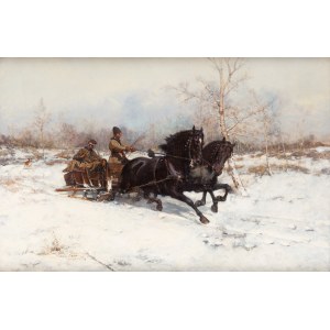 Antoni Piotrowski (1853 Nietulisko Duże u Kunowa - 1924 Varšava), W drodze na polowanie, 1883