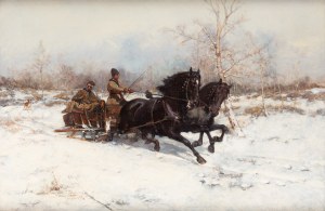 Antoni Piotrowski (1853 Nietulisko Duże k. Kunowa - 1924 Warszawa), W drodze na polowanie, 1883