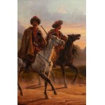 January Suchodolski (1797 Grodno - 1875 Boim u Węgrowa), kavkazská krajina s jezdci, 40.-50. léta 19. století.