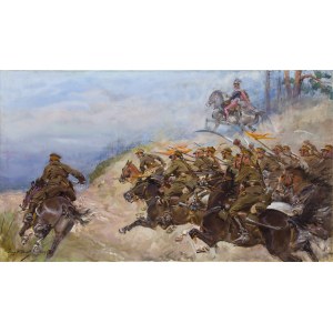 Jerzy Kossak (1886 Kraków - 1955 Kraków), Charge of the 8th Uhlan Regiment of Prince Józef Poniatowski, 1929