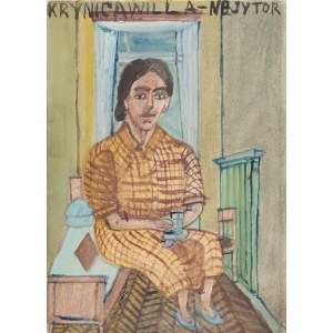 Nikifor Krynicki (1895 Krynica - 1968 Folusz), Portrait of a female bather (Portrait of Ella Banach ?), ca. 1957