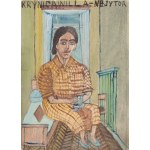 Nikifor Krynicki (1895 Krynica - 1968 Folusz), Portret kuracjuszki (Portret Elli Banach ?), około 1957