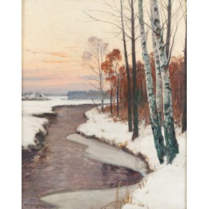Michal Gorstkin Wywiórski (1861 Warschau - 1926 Warschau), Landschaft aus der Gegend von Zakrzewa (Birke), um 1910 (?)
