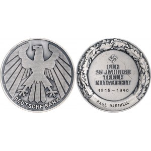 Germany - Third Reich Deutsche Bank Silver Medal of Honor for 25 Years of Loyal Service 1940