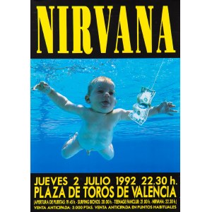 Oficjalny plakat koncertu Nirvany w Walencji, (oryginalna pieczęć zespołu), 1992