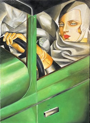 Eugeniusz Ślusarski ( 1947 ), Autoportret w zielonym Bugatti, 2021