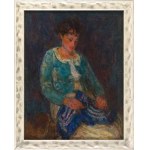 Eugeniusz Eibisch (1895 Lublin - 1987 Warsaw), Portrait of a wife against a blue background, 1936-37