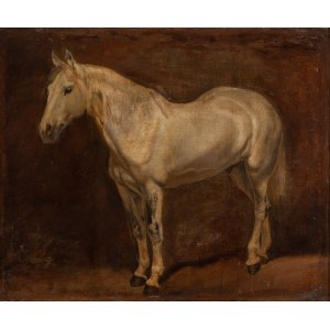 Juliusz Kossak (1824 Nowy Wiśnicz - 1899 Krakov), Štúdia sivého koňa, asi 1850-70