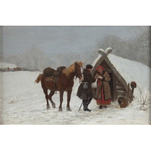 Jozef Ryszkiewicz (1856 Warsaw - 1925 Warsaw), Meeting in front of a cellar, 1880